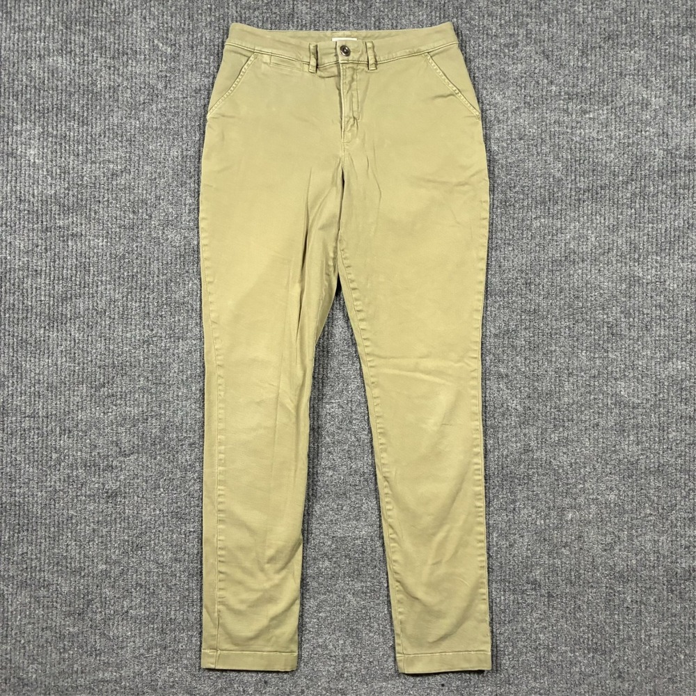 Garnet Hill Womens Chino Pants Size 4 Khaki Slim Stretch Pima‎ Cotton Mid Rise